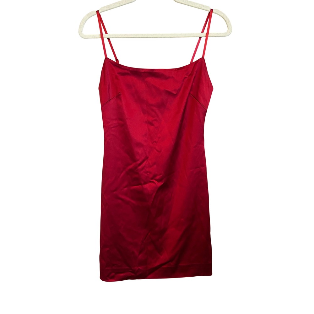 Ten by Babaton Aritzia Red Satin Mini Slip Dress Adjustable Straps Size 2